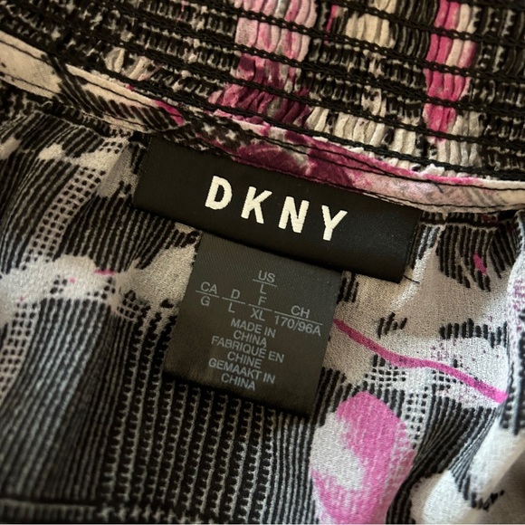 DKNY Black and Pink Floral Plaid Blouse - Picture 5 of 10